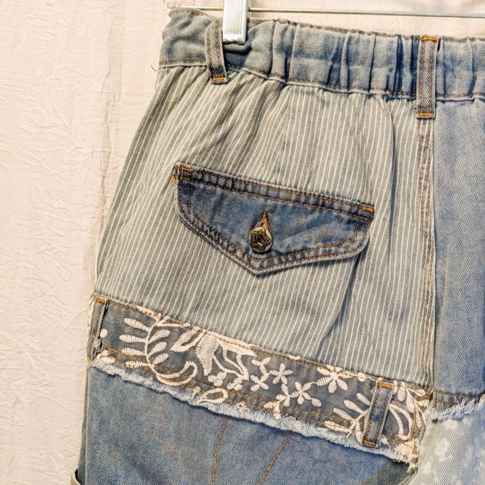 Darla Denim Mixed Media Jeans by POL Small Funky Roomy Fit Quirky - Picture 14 of 14